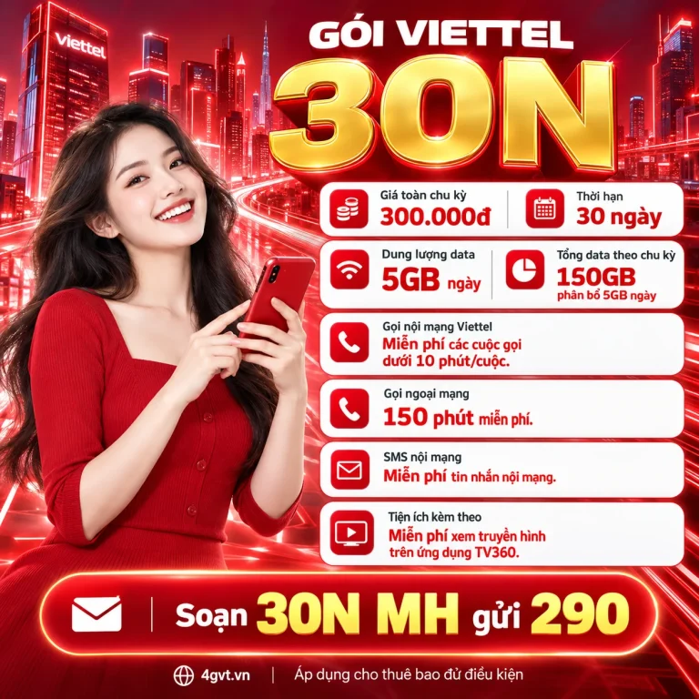 Gói 30N Viettel – thông tin và cú pháp MH gửi 290