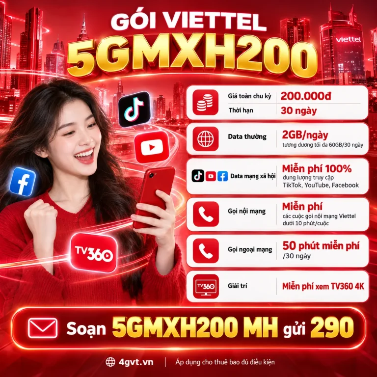 Gói 5GMXH200 Viettel – thông tin và cú pháp MH gửi 290