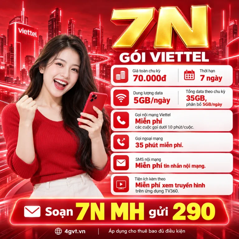 Gói 7N Viettel – thông tin và cú pháp MH gửi 290