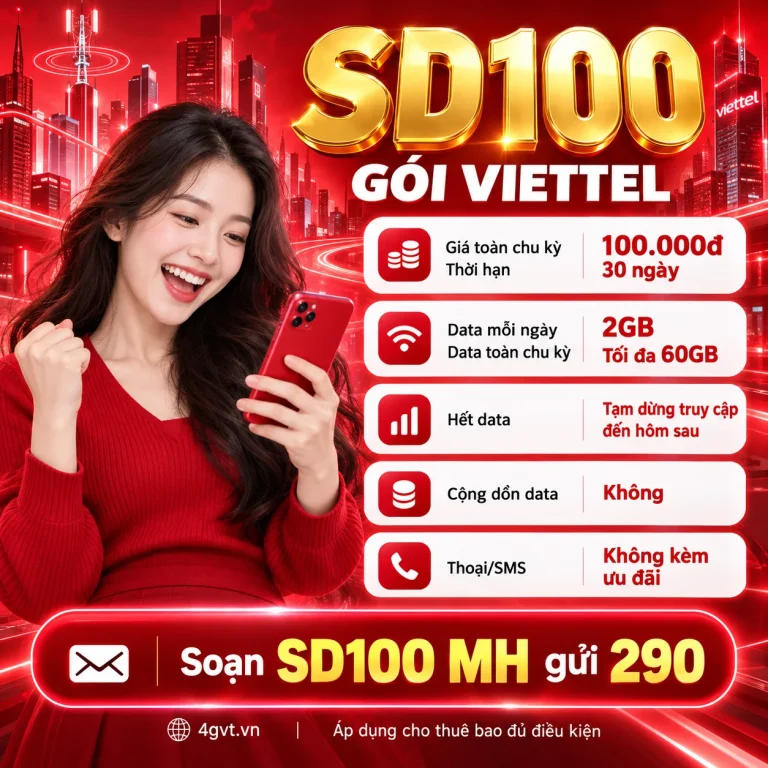 Gói SD100 Viettel – thông tin và cú pháp MH gửi 290