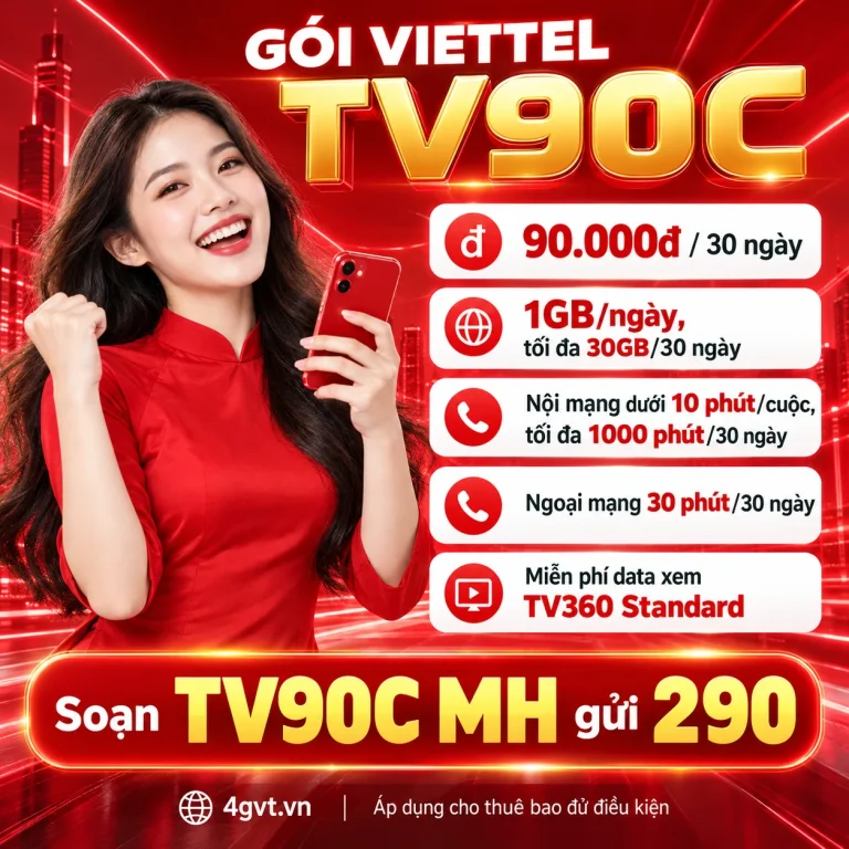 Gói TV90C Viettel – thông tin và cú pháp MH gửi 290