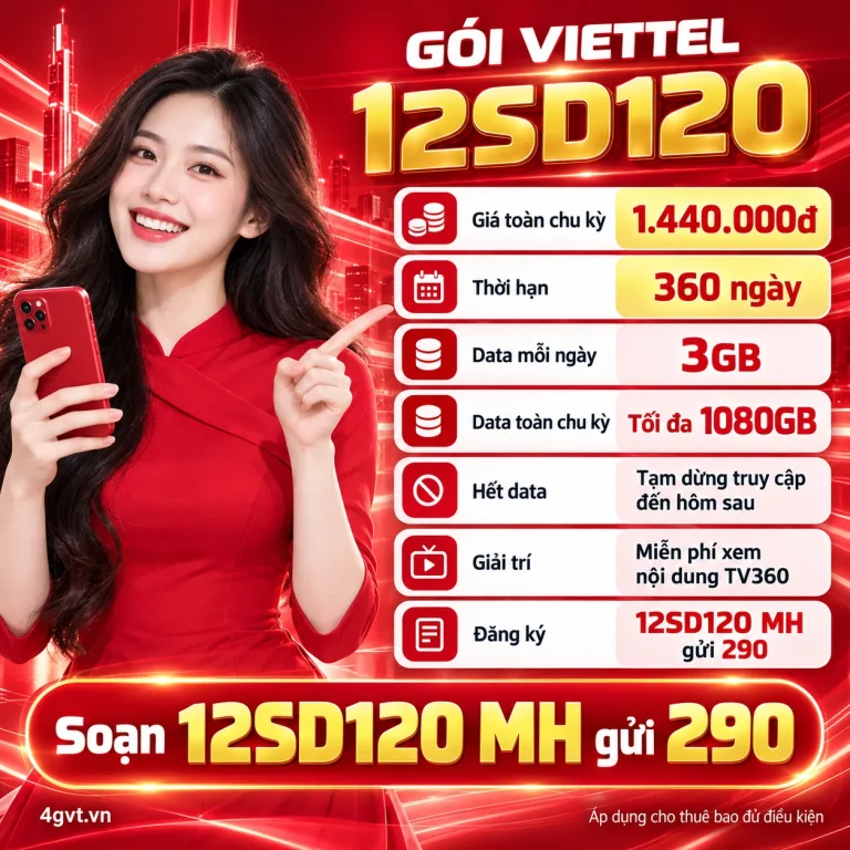 Gói 12SD120 Viettel – thông tin và cú pháp MH gửi 290