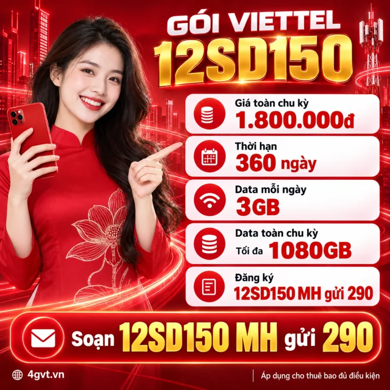 Gói 12SD150 Viettel – thông tin và cú pháp MH gửi 290