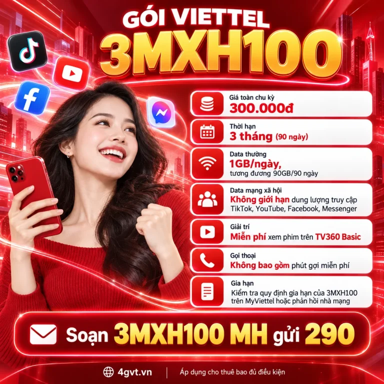 Gói 3MXH100 Viettel – thông tin và cú pháp MH gửi 290