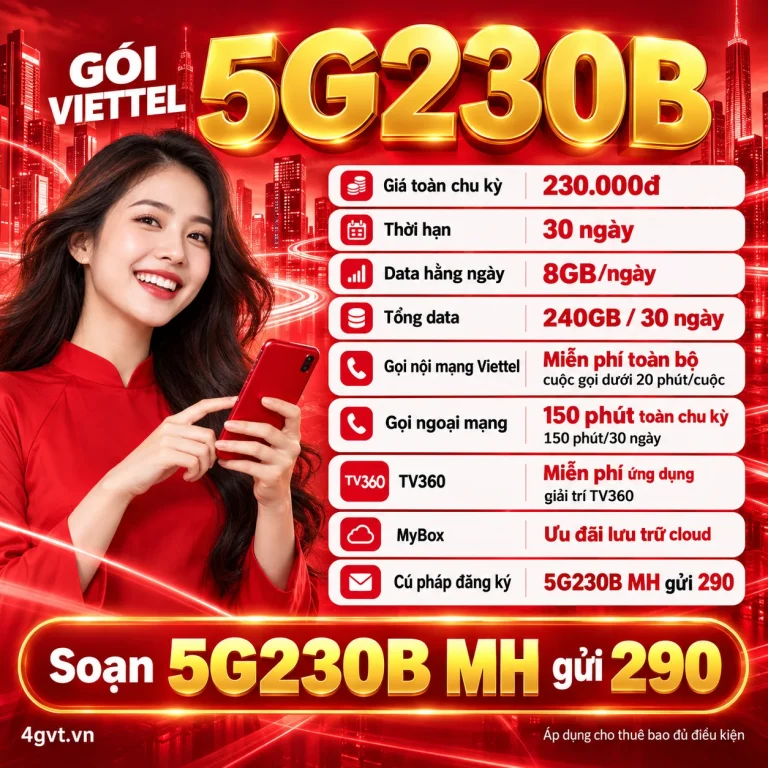 Gói 5G230B Viettel – thông tin và cú pháp MH gửi 290