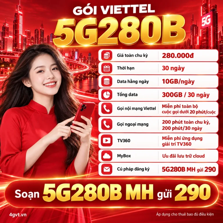 Gói 5G280B Viettel – thông tin và cú pháp MH gửi 290