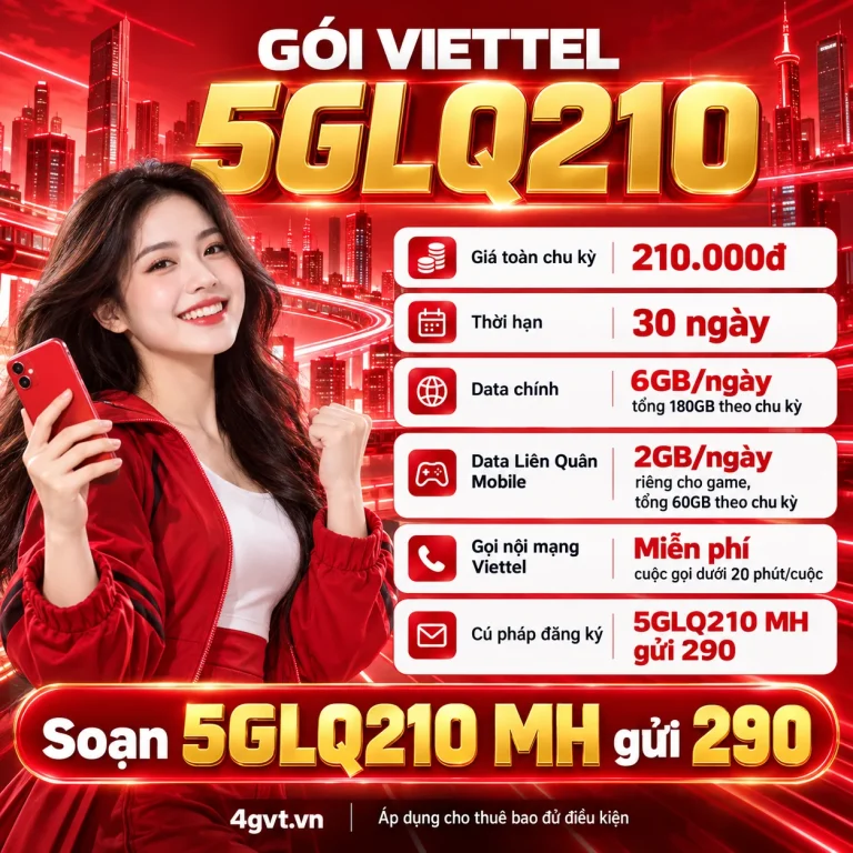 Gói 5GLQ210 Viettel – thông tin và cú pháp MH gửi 290