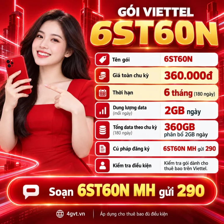 Gói 6ST60N Viettel – thông tin và cú pháp MH gửi 290