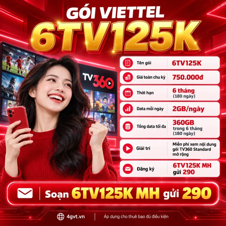 Gói 6TV125K Viettel – thông tin và cú pháp MH gửi 290