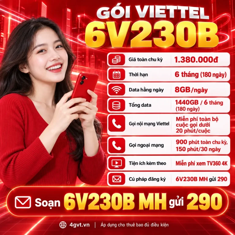 Gói 6V230B Viettel – thông tin và cú pháp MH gửi 290