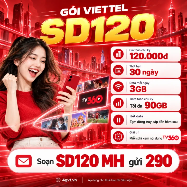 Gói SD120 Viettel – thông tin và cú pháp MH gửi 290