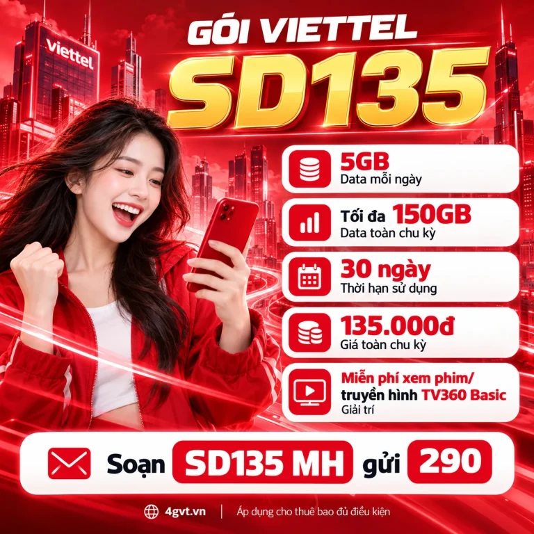Gói SD135 Viettel – thông tin và cú pháp MH gửi 290