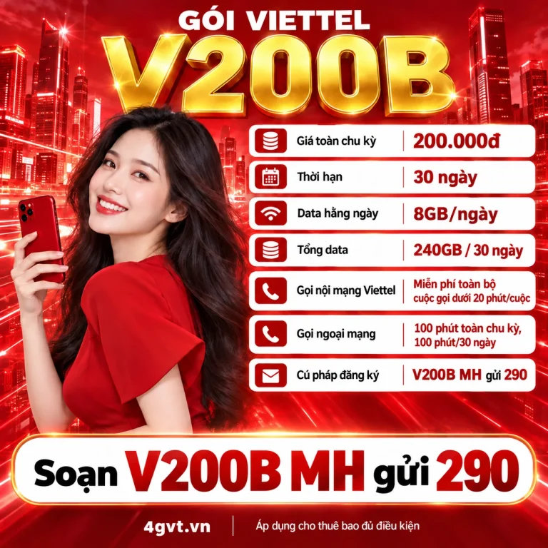 Gói V200B Viettel – thông tin và cú pháp MH gửi 290